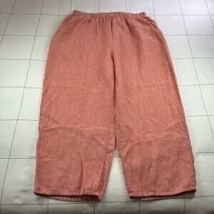 Flax Pants Womens Large Coral Pink Wide Leg Pull On Relaxed Minimalist Casual